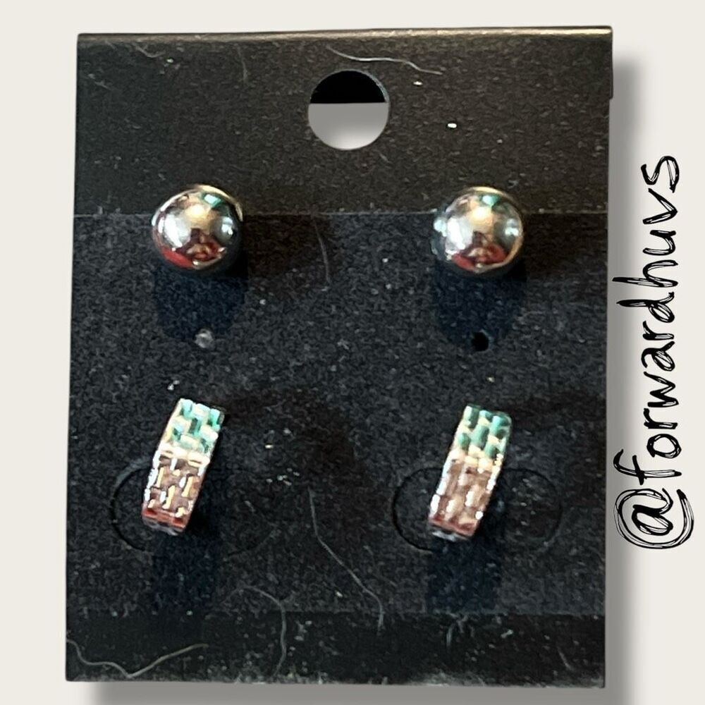 Bundle Sale 3 for $15 | Set of Two Pairs Silver Tone Metal Earrings